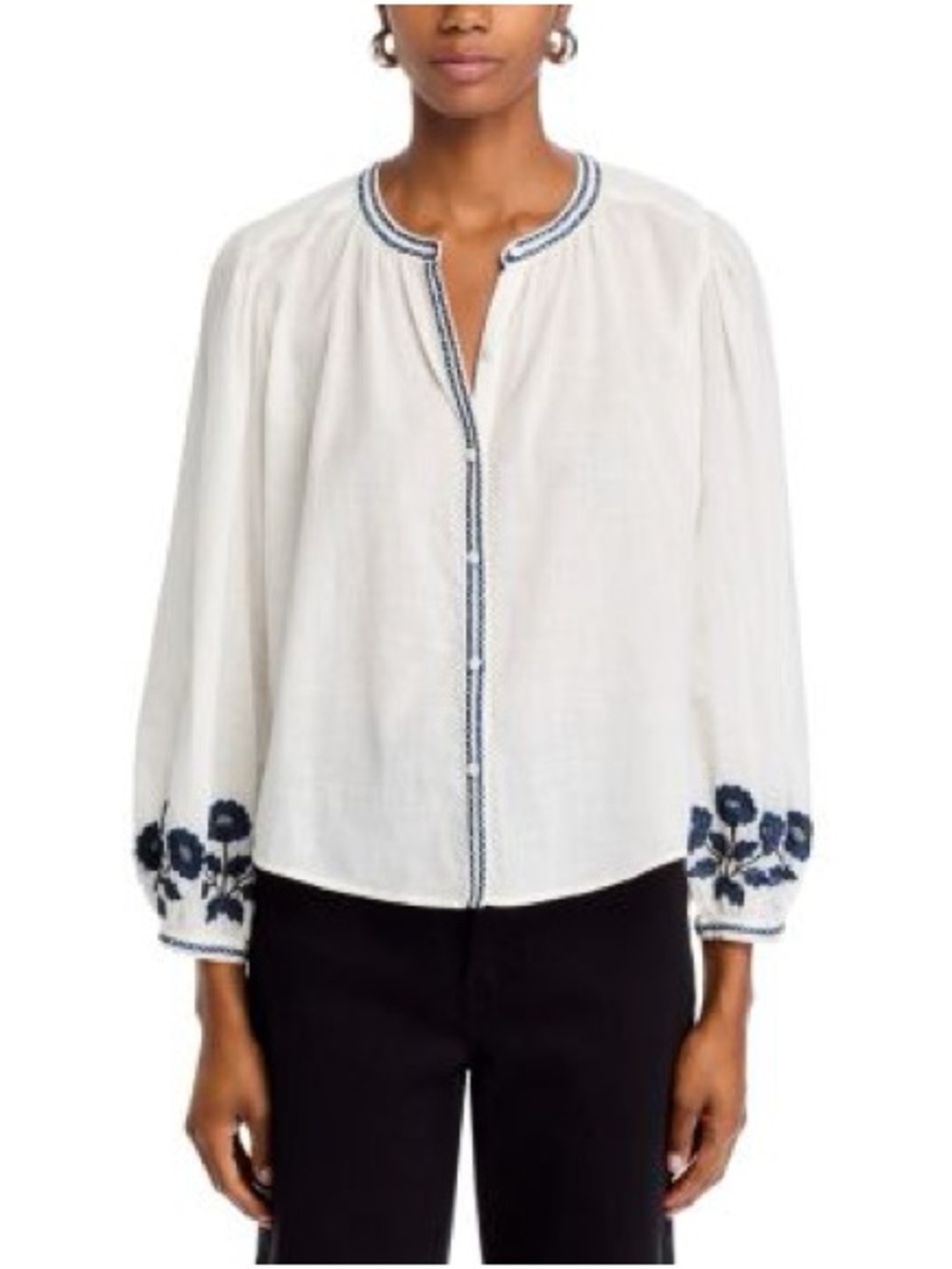 NWT Velvet by Graham & Spencer “Rahwa” Cotton Blouse in White Sz Small